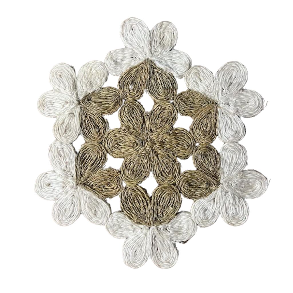 White and Natural Imbali Hexagon Placemat