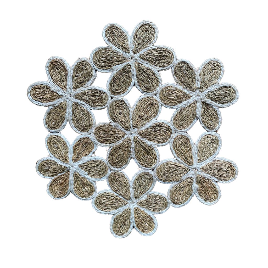 White and Natural Imbali Hexagon Placemat