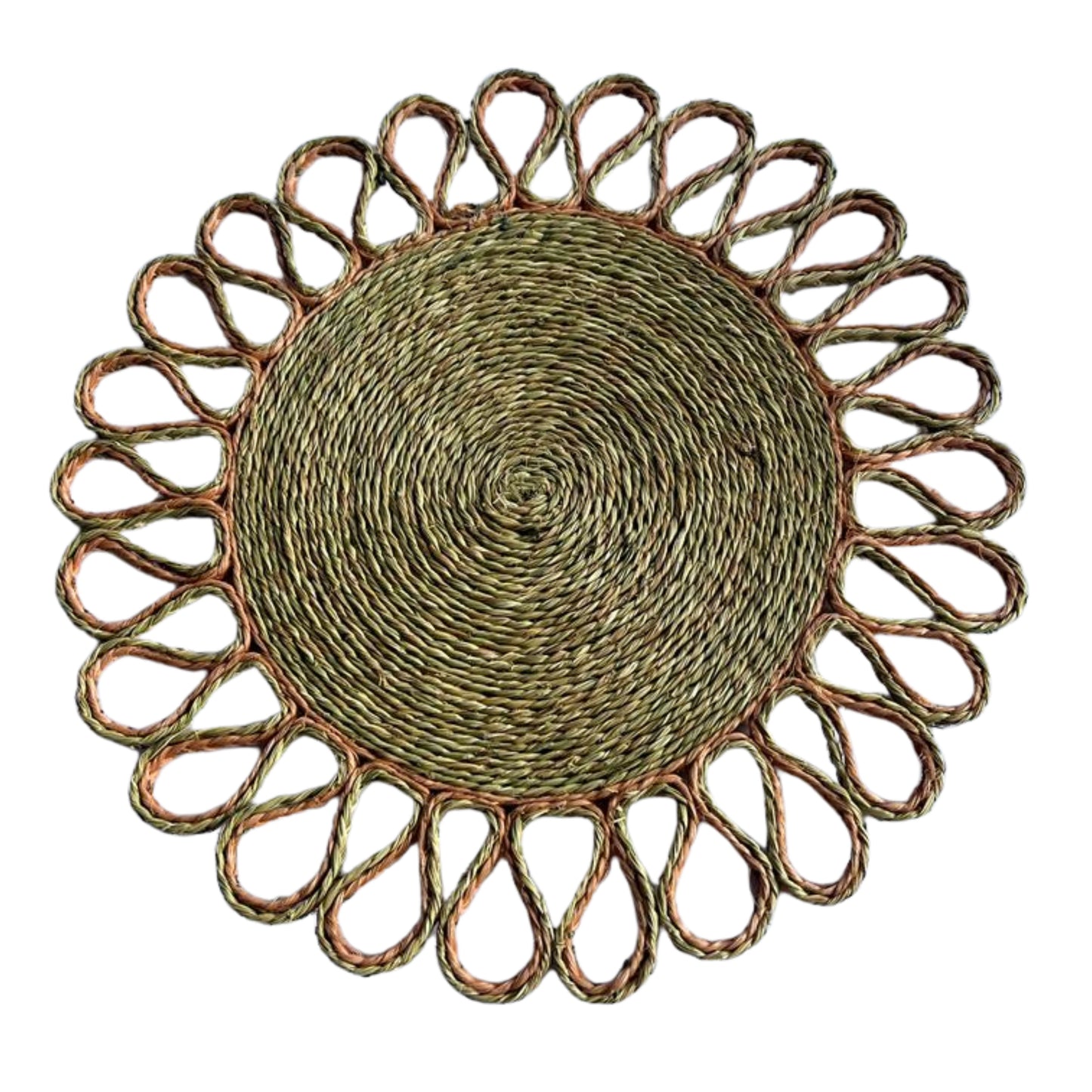 Blush and Natural Lutindzi Grass Scalloped Placemat