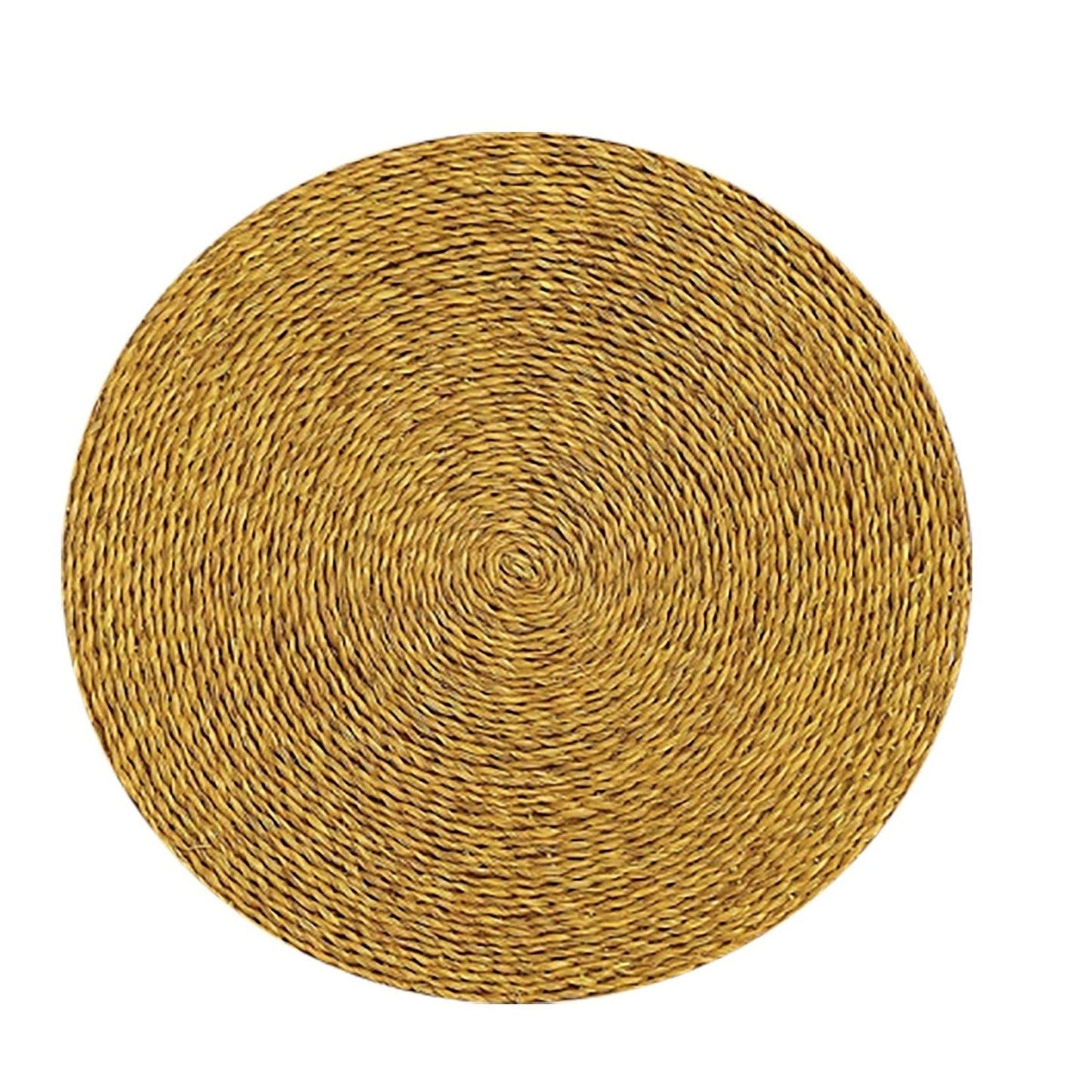 Round Mustard Yellow Grass Woven Placemat