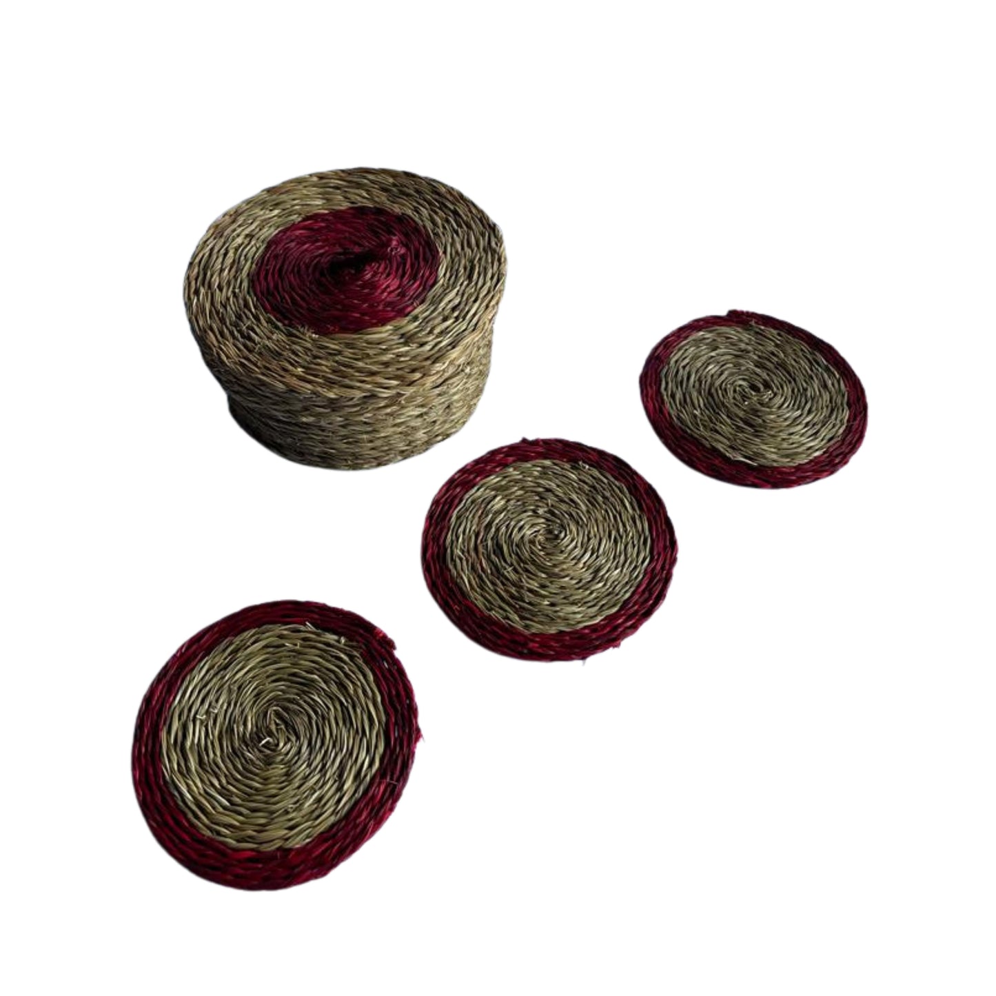 Bordeaux Trim Lutindzi Grass Coaster Gift Set