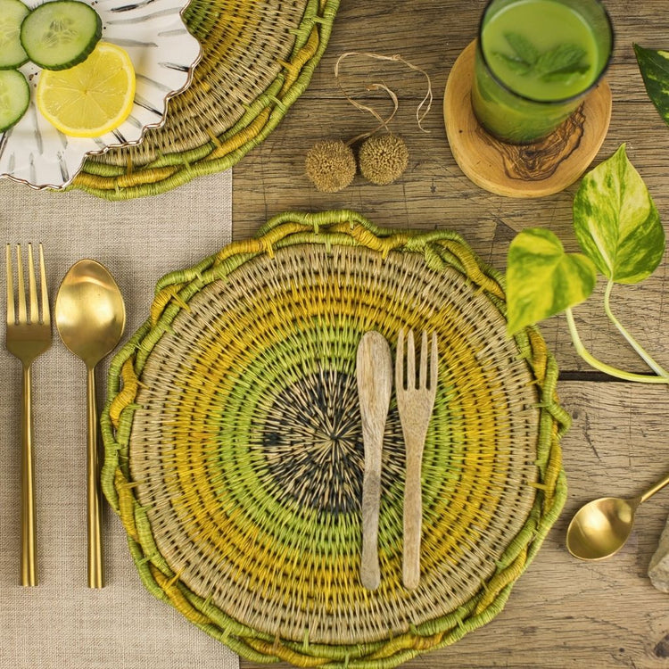 Handwoven Earth Inspired Grass Woven Trivet/Pot Stand made with love by artisans in rural parts of eSwatini
