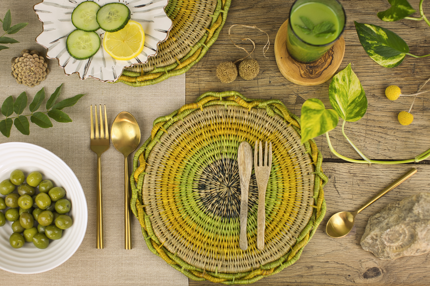 Handwoven Earth Inspired Grass Woven Trivet/Pot Stand made with love by artisans in rural parts of eSwatini