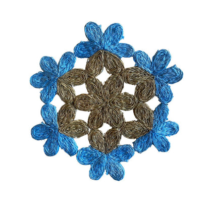 Baby Blue and Natural Imbali Hexagon Placemat