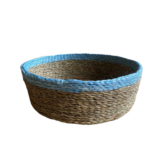 Sky Blue Trim Lutindzi Grass Bread Basket