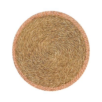 Handmade Lutindzi Grass Placemats  – Round, Colorful Trim