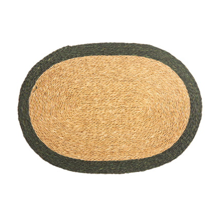 Large Oval Lutindzi Grass Serving Mat with a Trim of Colour