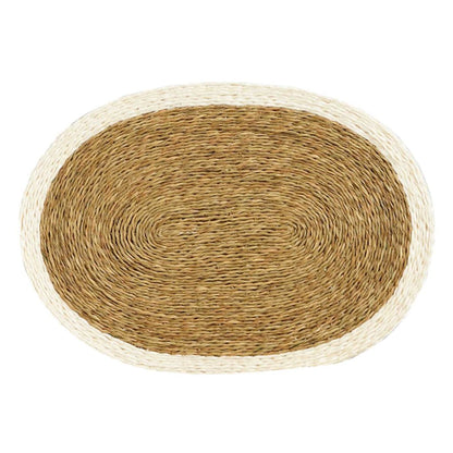 Large White Trim Oval Lutindzi Grass Serving Mats