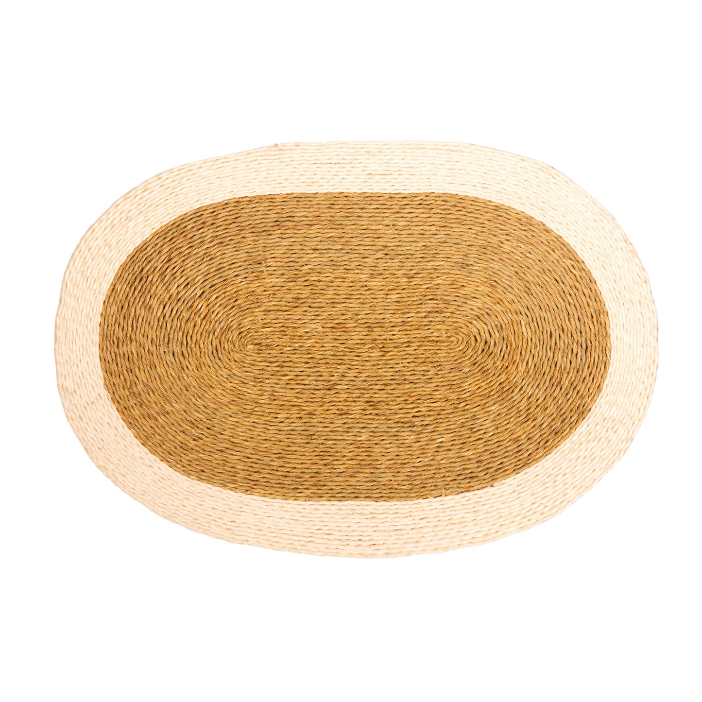 Large Oval Lutindzi Grass Serving Mat with a Trim of Colour