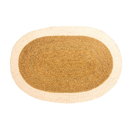 Large Oval Lutindzi Grass Serving Mat with a Trim of Colour