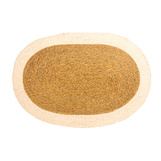 Large Oval Lutindzi Grass Serving Mat with a Trim of Colour