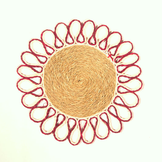 Festive Coloured Grasswoven Placemats with Scalloped Edges