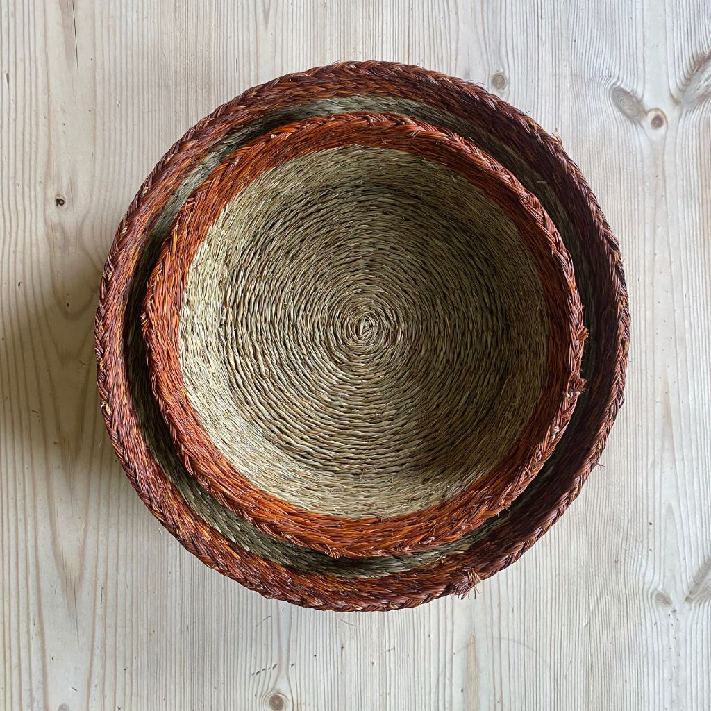 Rust Trim Lutindzi Grass Round Bread Basket