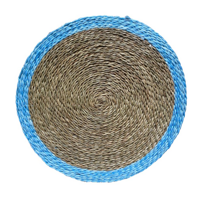 Handmade Lutindzi Grass Placemats  – Round, Colorful Trim