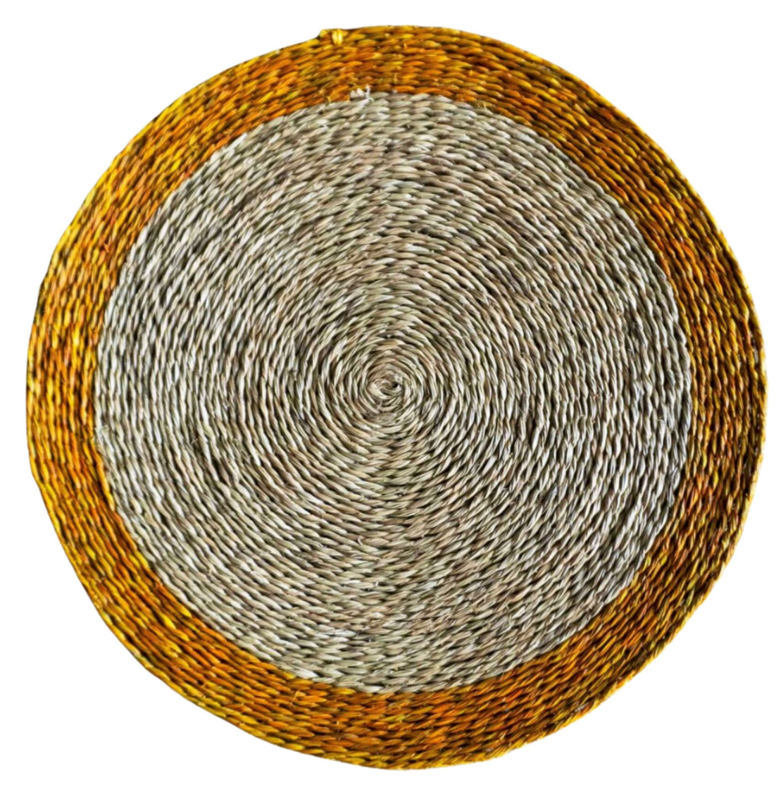 Handmade Lutindzi Grass Placemats  – Round, Colorful Trim