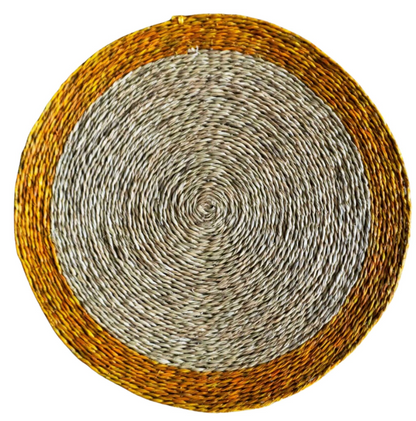 Handmade Lutindzi Grass Placemats  – Round, Colorful Trim