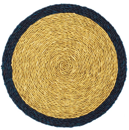 Handmade Lutindzi Grass Placemats  – Round, Colorful Trim