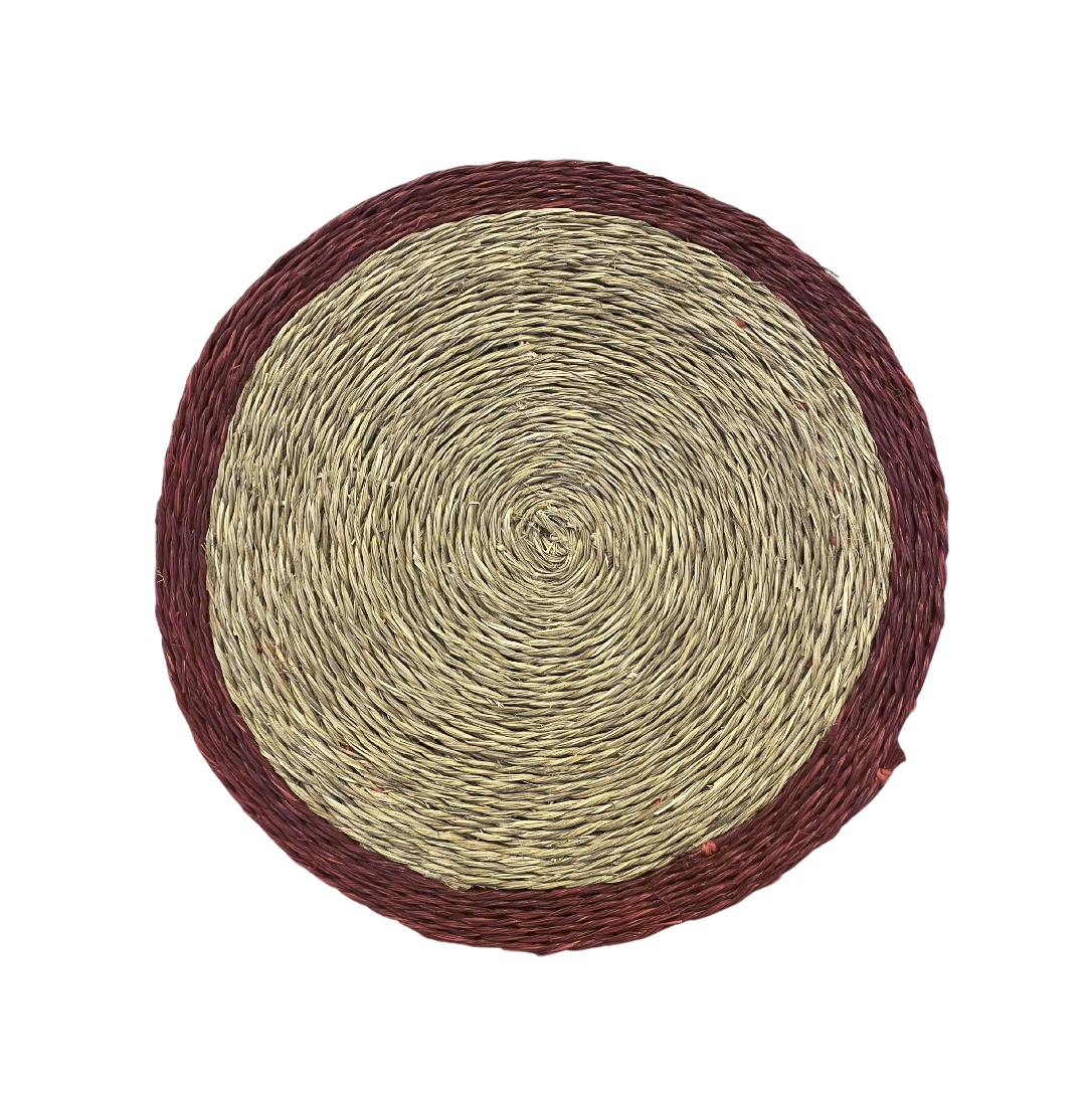 Handmade Lutindzi Grass Placemats  – Round, Colorful Trim
