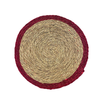 Handmade Lutindzi Grass Placemats  – Round, Colorful Trim