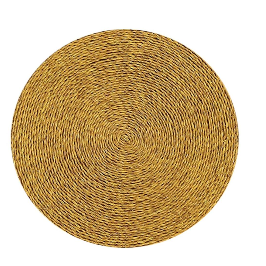 Handwoven Round Lutindzi Grass Placemats – Solid Colour Design