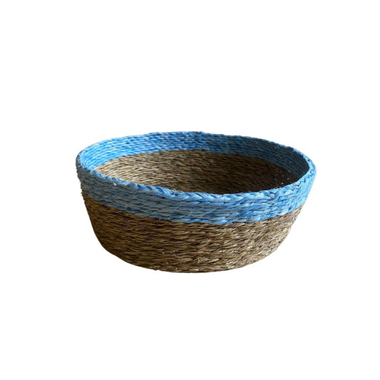 Sky Blue Trim Lutindzi Grass Bread Basket
