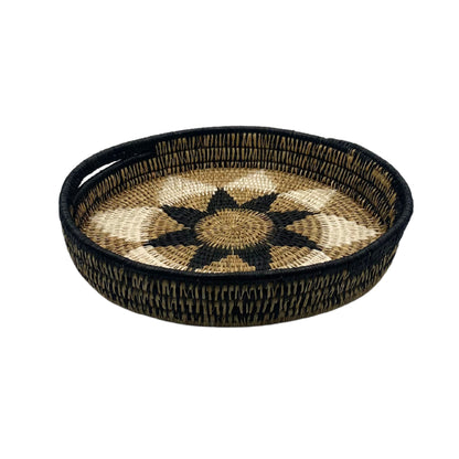 Round Solitude Design Grass Woven Tray