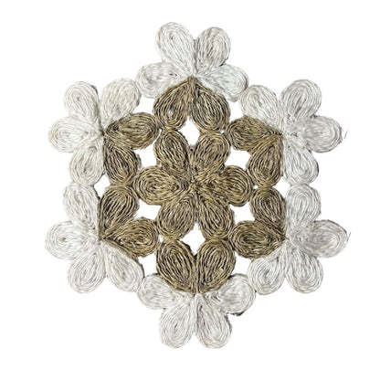 White and Natural Imbali Hexagon Placemat