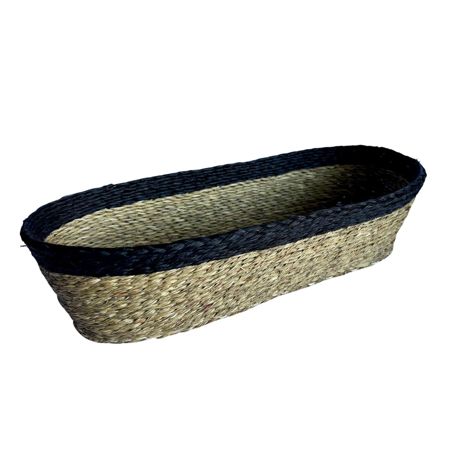 black baguette basket handwoven
