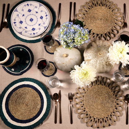 Green Stripe Grasswoven Placemats