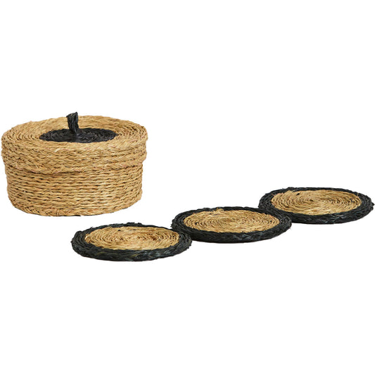 Black Trim Lutindzi Grass Coaster Gift Set