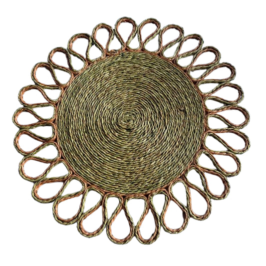 Blush and Natural Lutindzi Grass Scalloped Placemat
