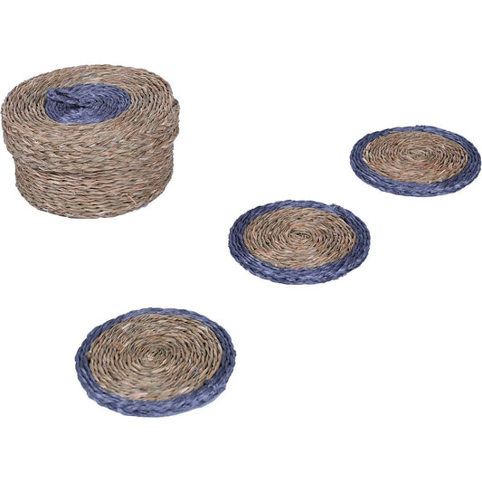 Grey Trim Lutindzi Grass Coaster Gift Set