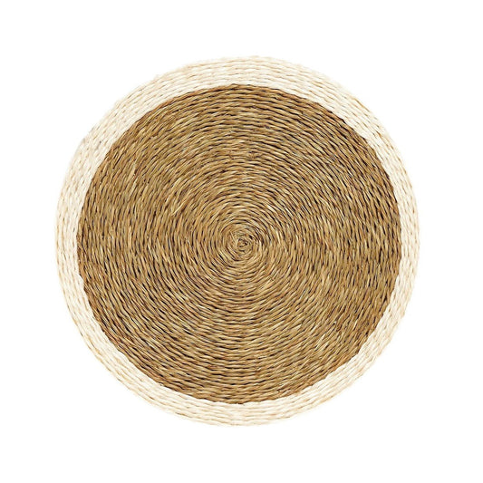 Handmade Lutindzi Grass Placemats – Round, Colorful Trim
